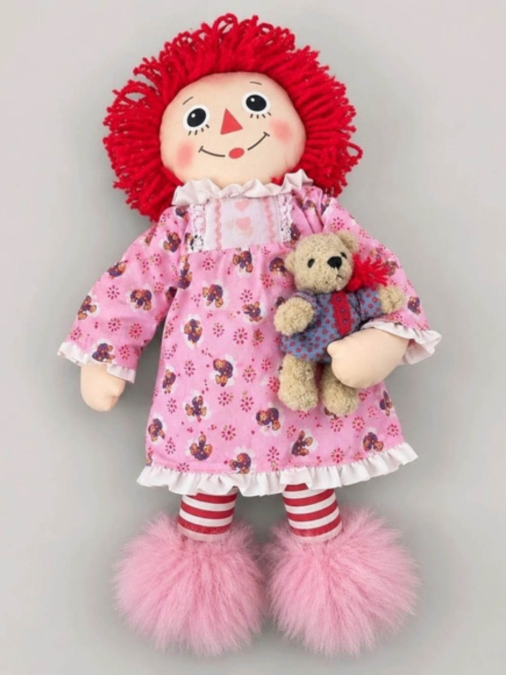 Vintage HASBRO BEDTIME RAGGEDY ANN 14" SOFT DOLL WITH TEDDY BEAR